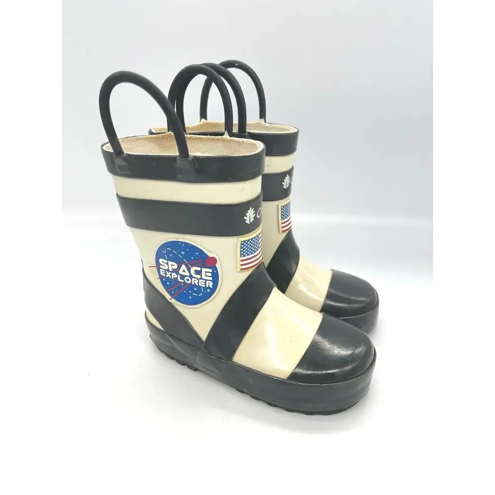 Oaki Astronaut Loop Handle Space Toddler / Kids Rubber Rain Boots Size 6